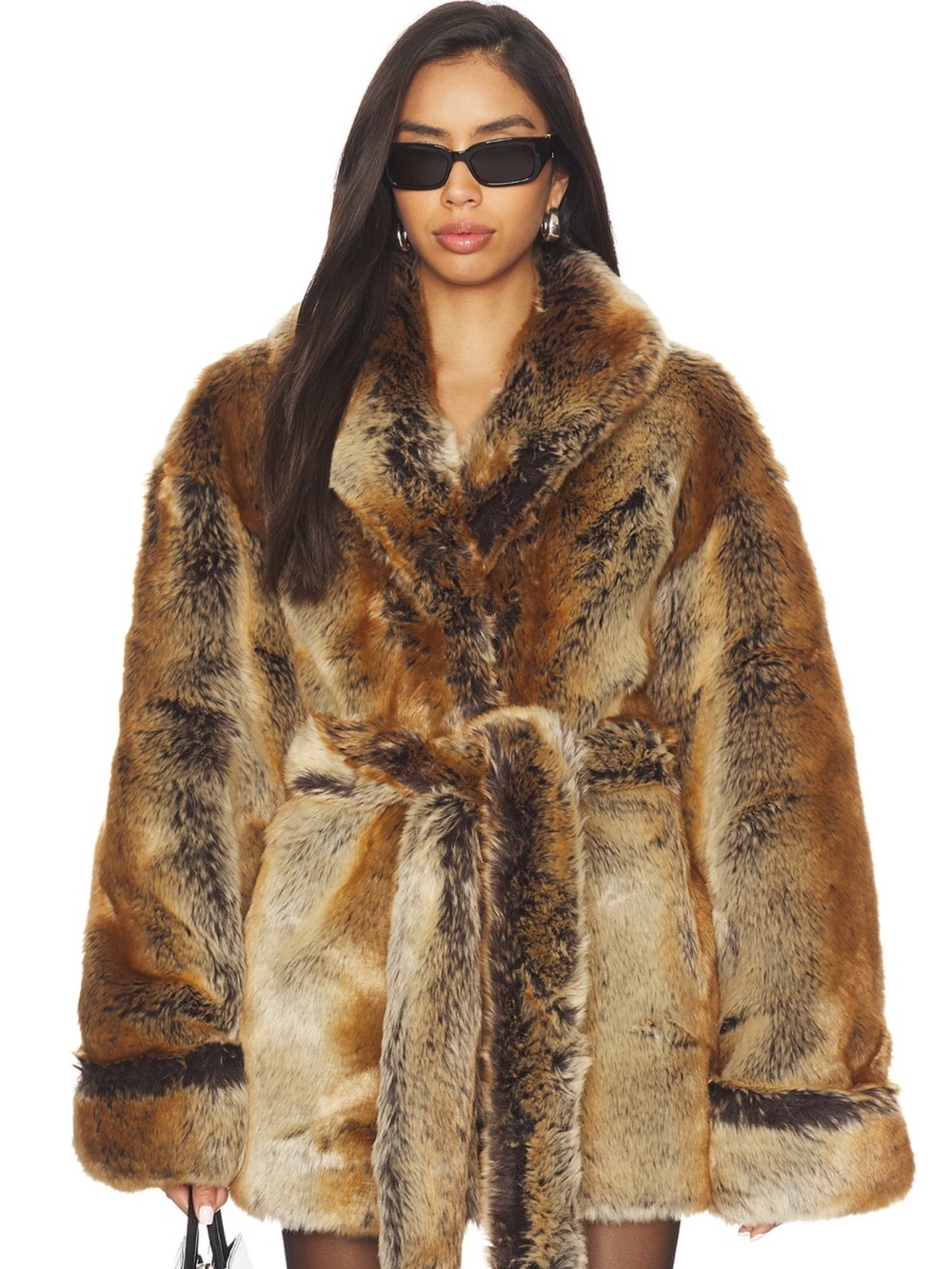 Lovers + Friends Faux Fur Teddy Jacket - Brown Multi